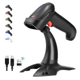   Tera HW0002-Z Kabelloser 1D/2D/QR-Codeleser mit Ständer (schwarz)