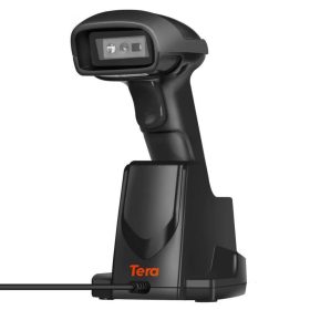   Tera D6100 kabelloser 2D-Barcode-Scanner mit Ladestation (schwarz)