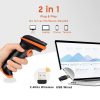 Tera D5100 Kabelloser 1D/2D-Barcodescanner (Orange)