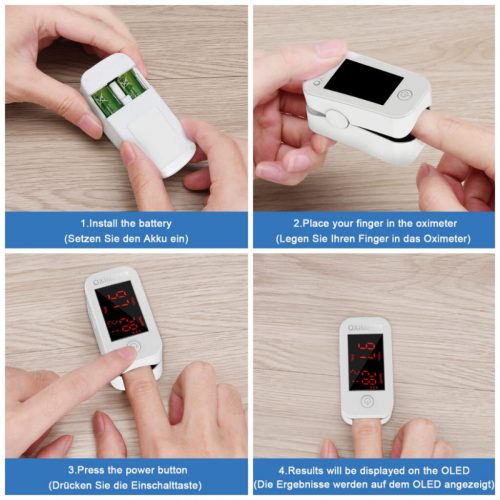 MOMMED Finger-Pulsoximeter mit LED-Anzeige – Kompaktes Sauerstoff- und Pulsmessgerät