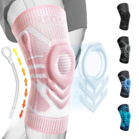   Rokesa Kniebandage, professionelle Schmerzlinderung mit Seitenstabilisatoren und Patella-Gel, Größe S (Pink)