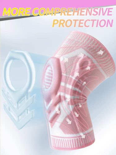 Rokesa Kniebandage, professionelle Schmerzlinderung mit Seitenstabilisatoren und Patella-Gel, Größe S (Pink)