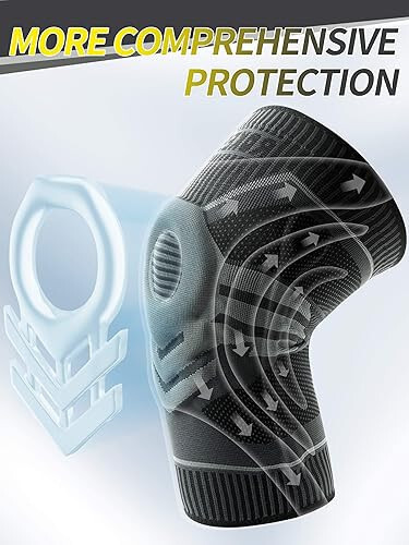 Rokesa Kniebandage, professionelle Schmerzlinderung mit Seitenstabilisatoren und Patella-Gel, Größe L (grau)