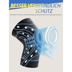   Rokesa Kniebandage, professionelle Schmerzlinderung mit Seitenstabilisatoren und Patella-Gel, Größe 2XL (Babyblau)