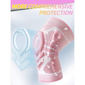   Rokesa Kniebandage, professionelle Schmerzlinderung mit Seitenstabilisatoren und Patella-Gel, XXL-Größe (Pink)