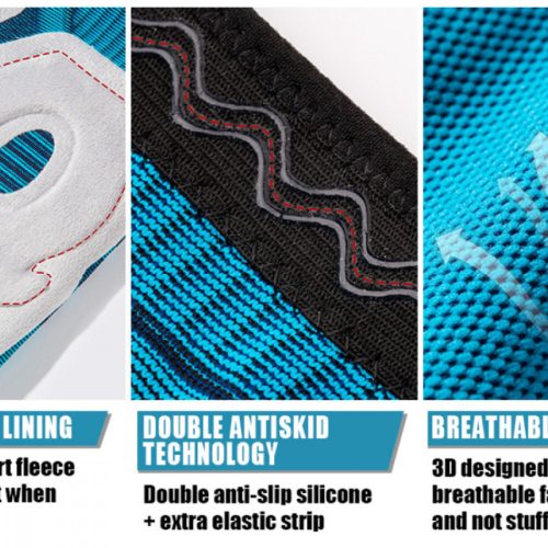 Rokesa Kniebandage, professionelle Schmerzlinderung mit Seitenstabilisatoren und Patella-Gel, XXL-Größe (Pink)