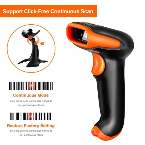 Tera Wireless 1D/2D QR- und Barcode-Leser mit Ständer (Orange)