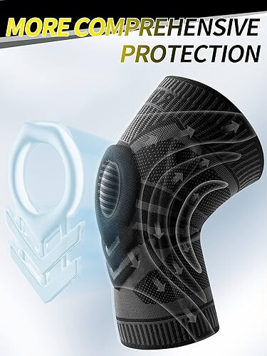 Rokesa Kniebandage, professionelle Schmerzlinderung mit Seitenstabilisatoren und Patella-Gel, Größe XL (schwarz)
