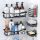 PKBD Schwarzes Edelstahl-Duschregal-Set – 5-teilig, ohne Bohren, mit Seifen- und Zahnbürstenhalter