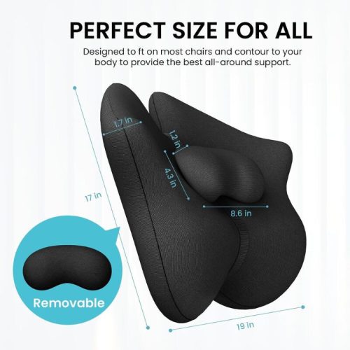 A-Pce verstellbares Memory Foam-Lendenstützkissen, Schwarz