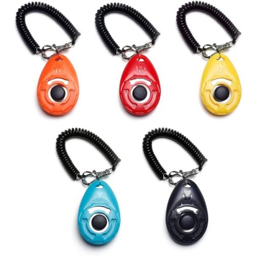 LZGOPE Hunde-Clicker-Set mit Handschlaufe, 5-teilig, Orange, Zitrone, Rot, Blau, Schwarz