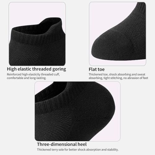 LZGOPE 6 Paar Sportsocken für Damen und Herren, Größe 36-41 (M) - Schwarz