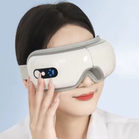   BLux gepolstertes Augenmassagegerät Weiß – Vibrationsmassage, Wärmetherapie, Bluetooth-Musikfunktion