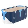 BLux 120 cm faltbare Badewanne für Erwachsene mit Aufschrift „Good Luck Bathtub“ – Wärmedämmend, Blau - Weiß