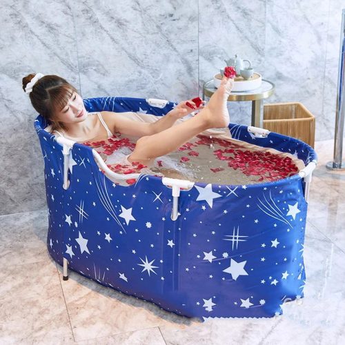 BLux Rechteckige faltbare Duschwanne für Erwachsene, Blue Star --120cm