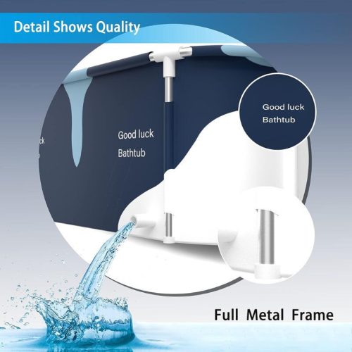 BLux 140 cm faltbare Badewanne für Erwachsene mit Aufschrift „Good Luck Bathtub“ – Wärmedämmend, Blau - Weiß