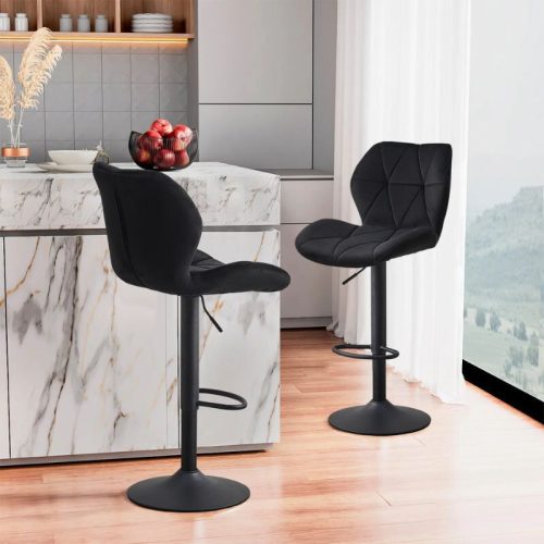 Dexter Samt-Barhocker, 2er-Set, Schwarz