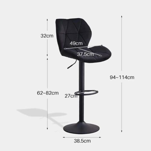 Dexter Samt-Barhocker, 2er-Set, Schwarz
