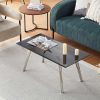 OFCASA Couchtisch aus schwarzem Glas für Wohnzimmer – Schwarz