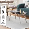 OFCASA Couchtisch aus schwarzem Glas für Wohnzimmer – Schwarz