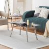 OFCASA Couchtisch aus schwarzem Glas für Wohnzimmer – Schwarz