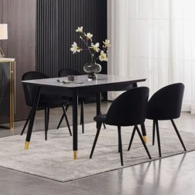   CLIPOP Esszimmerstuhl aus Samt mit Metallbeinen – Ergonomisch, 45×44×78 cm