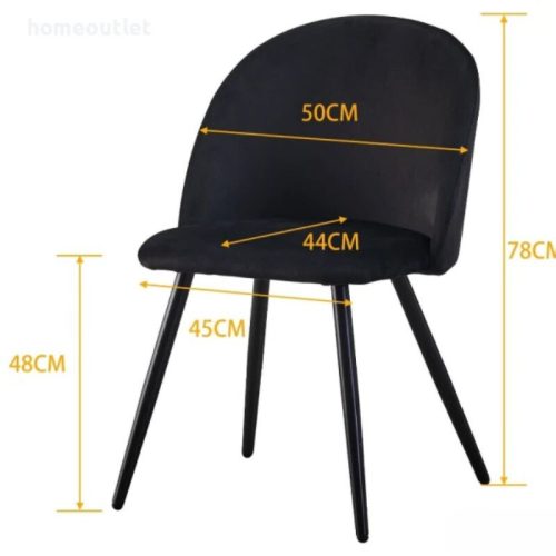 CLIPOP Esszimmerstuhl aus Samt mit Metallbeinen – Ergonomisch, 45×44×78 cm