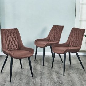   Blux Kunstleder-Esszimmerstuhl – PU-Rückenlehne und Sitzfläche mit Metallbeinen – Dunkelbraun