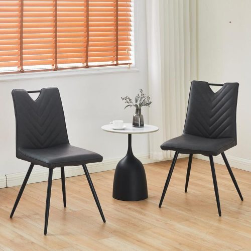 CLIPOP Esszimmerstuhl, dick gepolsterter Sitz, Küchenwannenstühle, samtgepolsterte Wohnzimmer-Eckstühle, 2Stück, schwarz