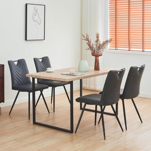 CLIPOP Esszimmerstuhl, dick gepolsterter Sitz, Küchenwannenstühle, samtgepolsterte Wohnzimmer-Eckstühle, 2Stück, schwarz