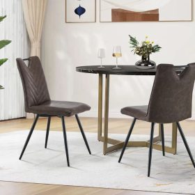   Calais Esszimmerstühle mit Griffen, Kunstleder, braun, 2er-Set