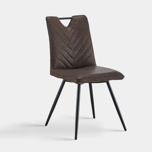 Calais Esszimmerstühle mit Griffen, Kunstleder, braun, 2er-Set