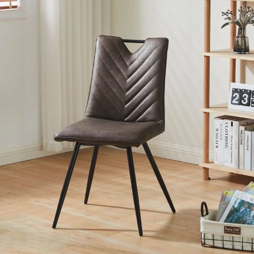 Calais Esszimmerstühle mit Griffen, Kunstleder, braun, 2er-Set