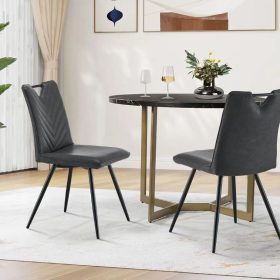   Calais Esszimmerstühle mit Griffen, Kunstleder, Grau, 2er-Set