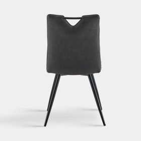   Calais Esszimmerstühle mit Griffen, Kunstleder, Grau, 2er-Set