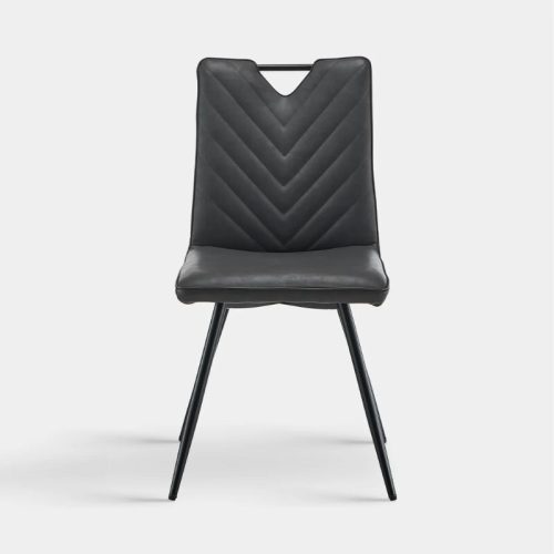 Calais Esszimmerstühle mit Griffen, Kunstleder, Grau, 2er-Set