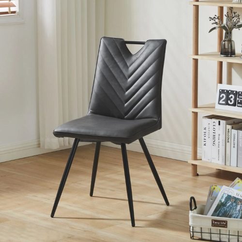 Calais Esszimmerstühle mit Griffen, Kunstleder, Grau, 2er-Set