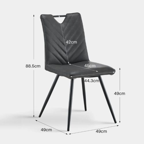 Calais Esszimmerstühle mit Griffen, Kunstleder, Grau, 2er-Set