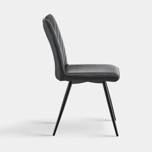 Calais Esszimmerstühle mit Griffen, Kunstleder, Grau, 2er-Set