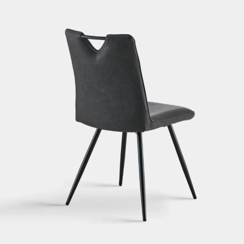 Calais Esszimmerstühle mit Griffen, Kunstleder, Grau, 2er-Set