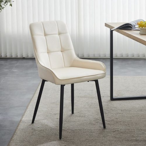 McCaslin Esszimmerstühle, Samt, 2-teilig, cremefarben