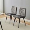 Esszimmerstühle, 2Samt-Esszimmerstühle, gepolsterter Sitz mit schwarzen Metallbeinen, Grau