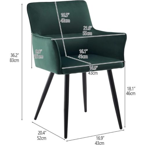 Clipop Esszimmerstuhl aus Samt mit Armlehne, 2Stück - Grün
