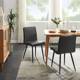   Clipop Esszimmerstuhl-Set (2 Stück), gepolsterter Sitz mit Kunstleder, modern, grau