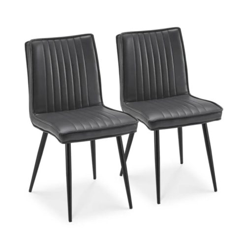 Clipop Esszimmerstuhl-Set (2 Stück), gepolsterter Sitz mit Kunstleder, modern, grau