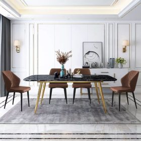   Braune Blux-Esszimmerstühle aus Kunstleder – für Küche oder Esszimmer, mit Metallbeinen