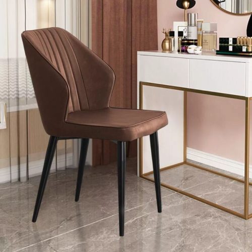 Braune Blux-Esszimmerstühle aus Kunstleder – für Küche oder Esszimmer, mit Metallbeinen