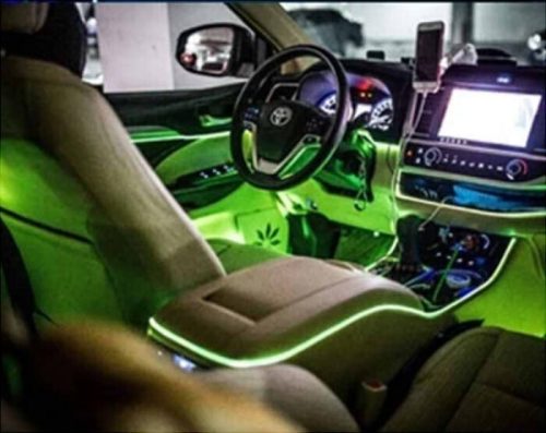 OneLED Auto-LED-Faser, schneidbares LED-Licht, mit Zigarettenanzünder-Ladegerät, 2m (grün)