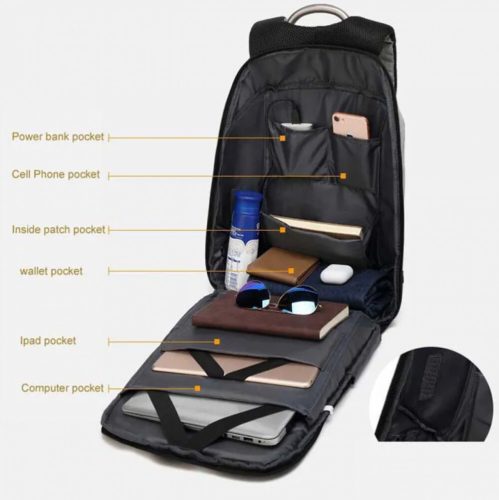 Philly Active-Wear USB-Lade-Laptop-Rucksack (Grau)