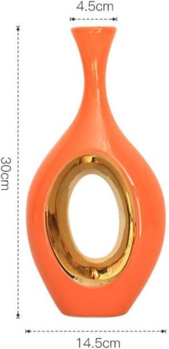 Orangefarbene Dekovase mit Goldbeschichtung in dekorativer Box